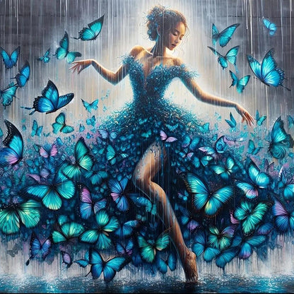 Diamond Painting - Full Square - blue butterfly dancing (30*30CM)