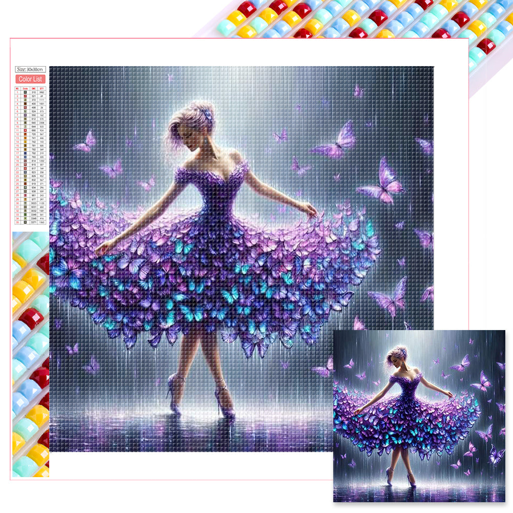 Diamond Painting - Full Square - purple butterfly dancing (30*30CM)