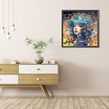 Load image into Gallery viewer, AB Diamond Painting - Full Round - Butterfly and blue-haired beauty (40*40CM)
