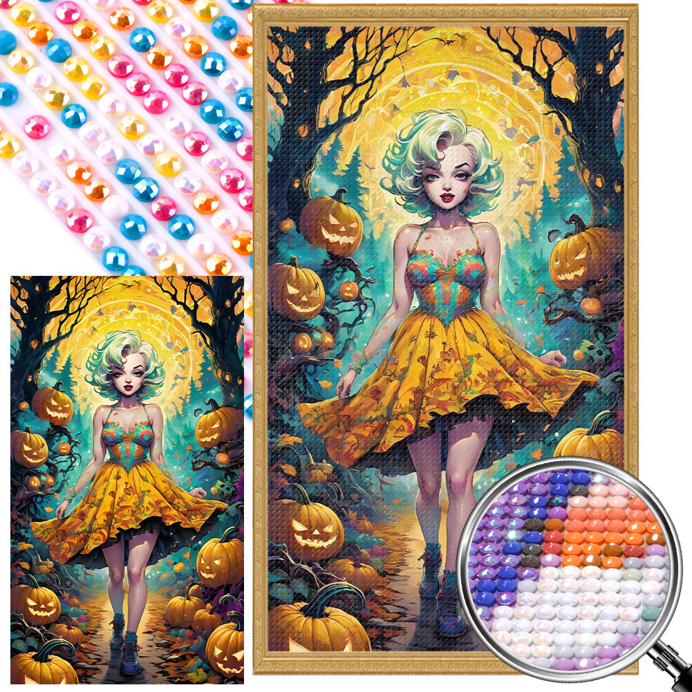 AB Diamond Painting - Full Round - Halloween forest girl (40*70CM)