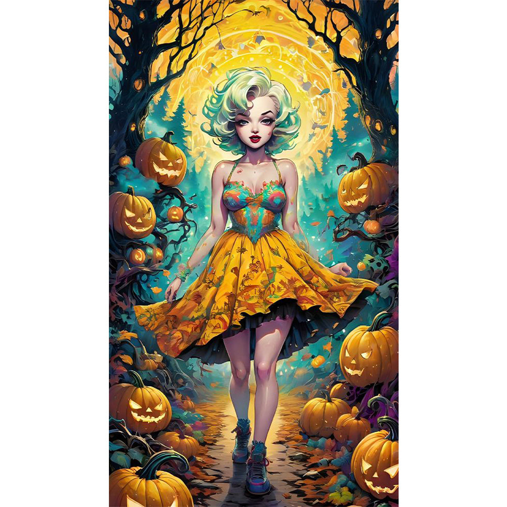 AB Diamond Painting - Full Round - Halloween forest girl (40*70CM)