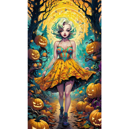 AB Diamond Painting - Full Round - Halloween forest girl (40*70CM)