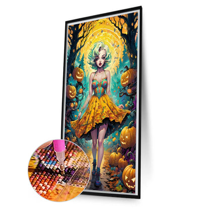 AB Diamond Painting - Full Round - Halloween forest girl (40*70CM)