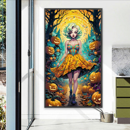 AB Diamond Painting - Full Round - Halloween forest girl (40*70CM)