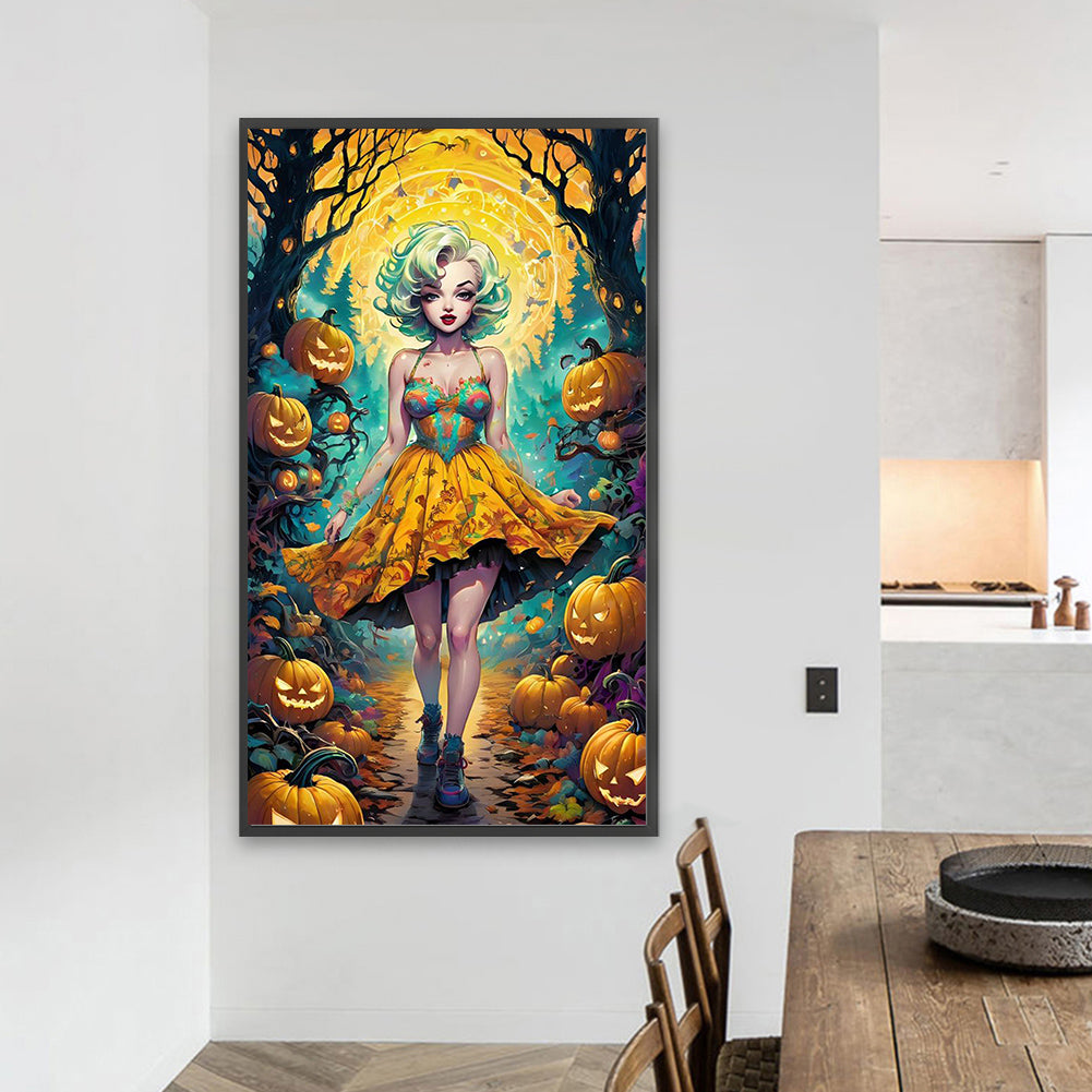 AB Diamond Painting - Full Round - Halloween forest girl (40*70CM)
