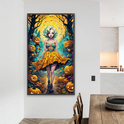AB Diamond Painting - Full Round - Halloween forest girl (40*70CM)