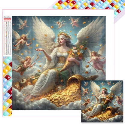 Diamond Painting - Full Square - Goddess of Wealth and Gold Coins (30*30CM)
