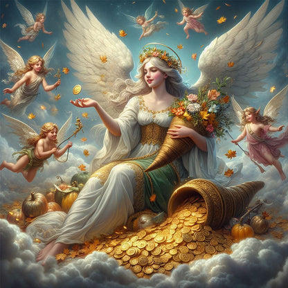 Diamond Painting - Full Square - Goddess of Wealth and Gold Coins (30*30CM)