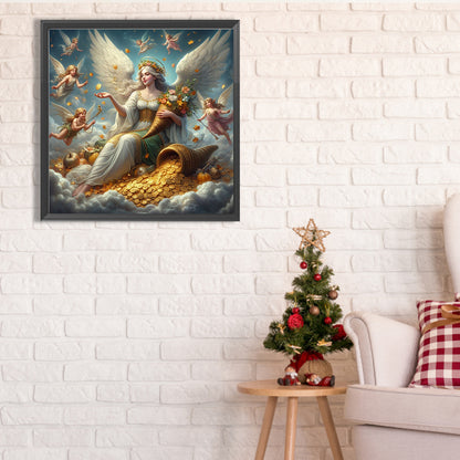 Diamond Painting - Full Square - Goddess of Wealth and Gold Coins (30*30CM)