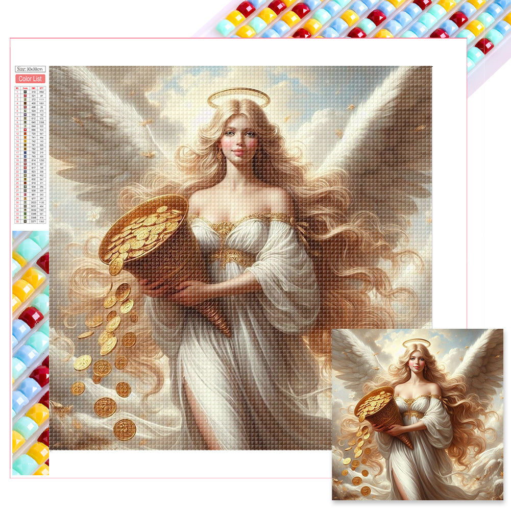 Diamond Painting - Full Square - Goddess of Wealth and Gold Coins (30*30CM)