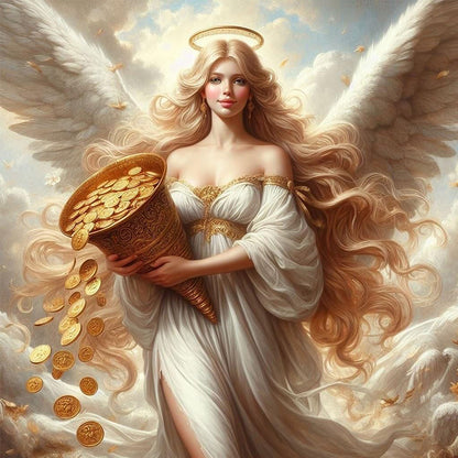 Diamond Painting - Full Square - Goddess of Wealth and Gold Coins (30*30CM)