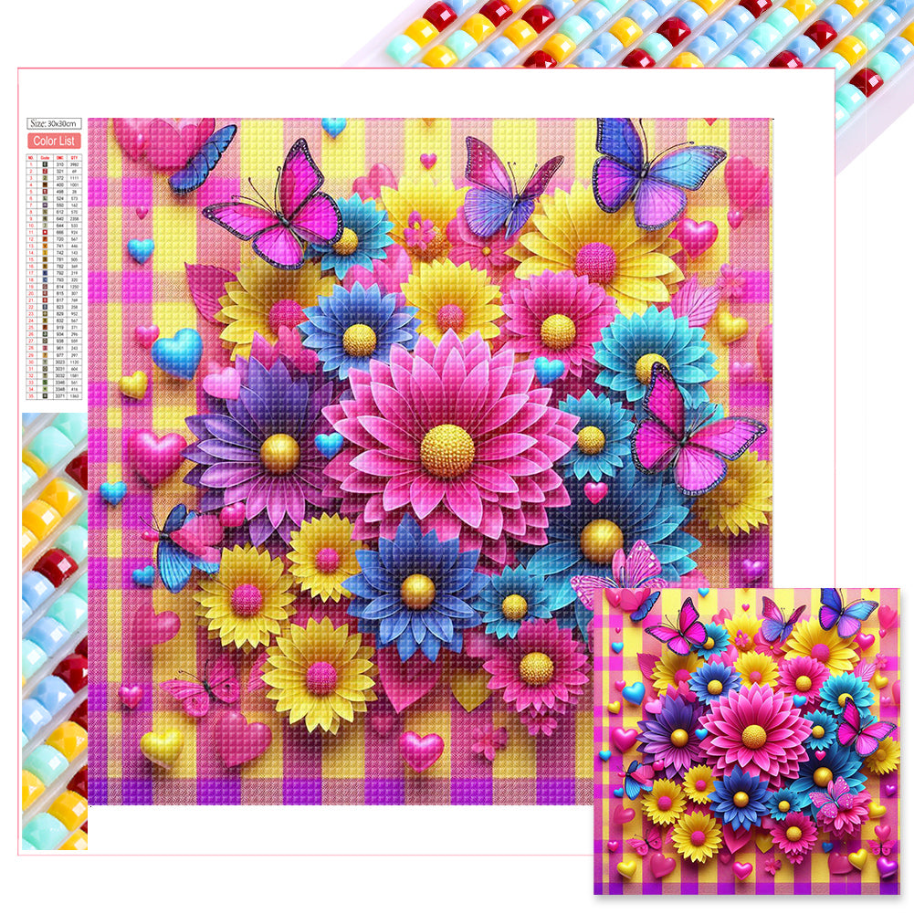 Diamond Painting - Full Square - pink flowers (30*30CM)