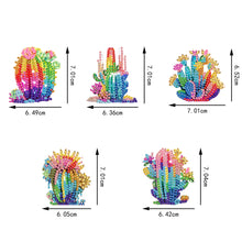 Load image into Gallery viewer, 5 Pcs Double Side Cacti Diamond Art Keyring for Birthday Crafting Party Decor
