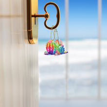Load image into Gallery viewer, 5 Pcs Double Side Cacti Diamond Art Keyring for Birthday Crafting Party Decor
