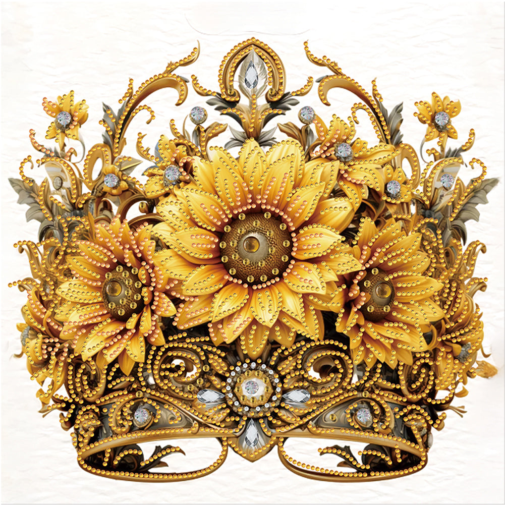 Diamond Painting - Partial Special Shaped - crown sunflower (35*35CM)