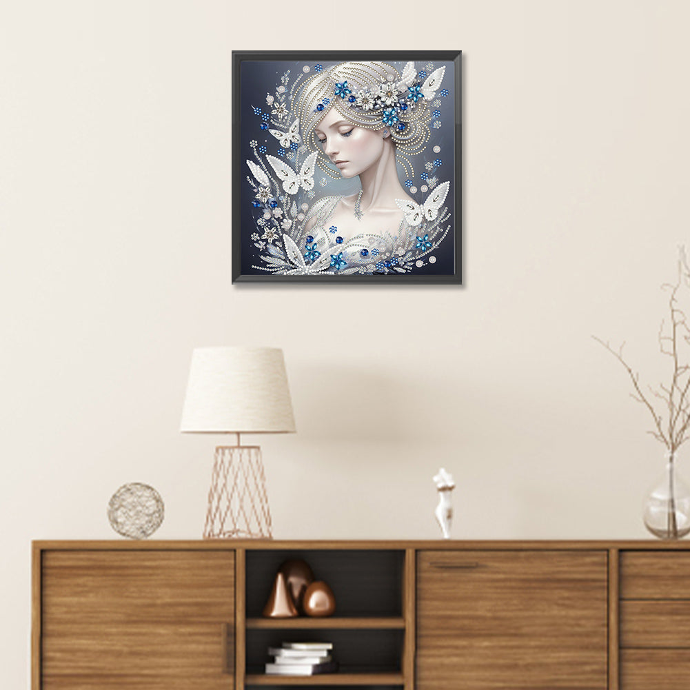 Diamond Painting - Partial Special Shaped - Elegant butterfly girl (30*30CM)