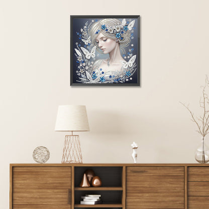 Diamond Painting - Partial Special Shaped - Elegant butterfly girl (30*30CM)