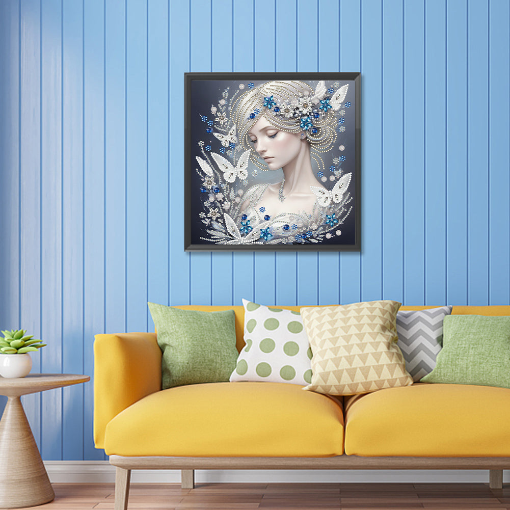 Diamond Painting - Partial Special Shaped - Elegant butterfly girl (30*30CM)