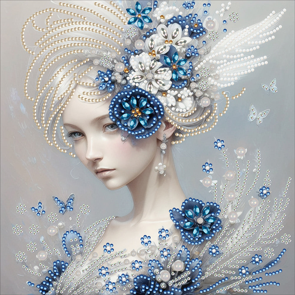 Diamond Painting - Partial Special Shaped - Elegant butterfly girl (30*30CM)