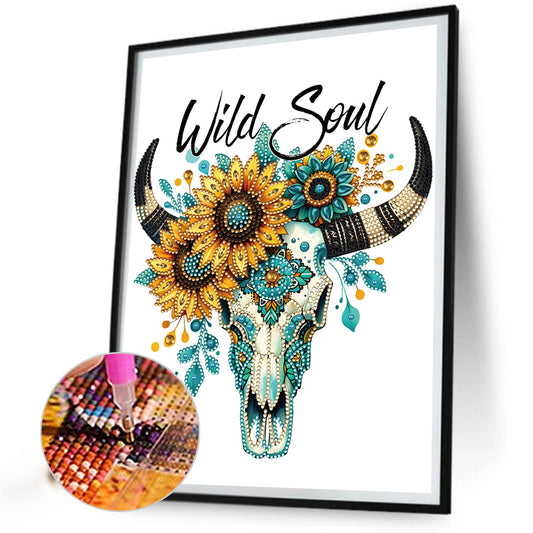 Diamond Painting - Partial Special Shaped - Art bull head (30*40CM)