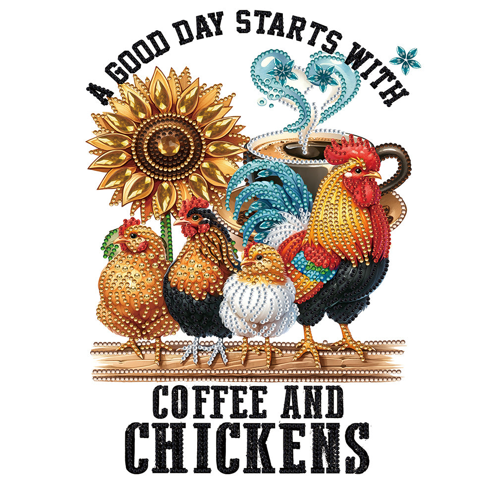 Diamond Painting - Partial Special Shaped - Rooster calligraphy and painting (30*40CM)