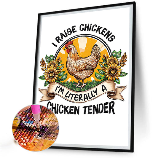 Diamond Painting - Partial Special Shaped - Rooster calligraphy and painting (30*40CM)