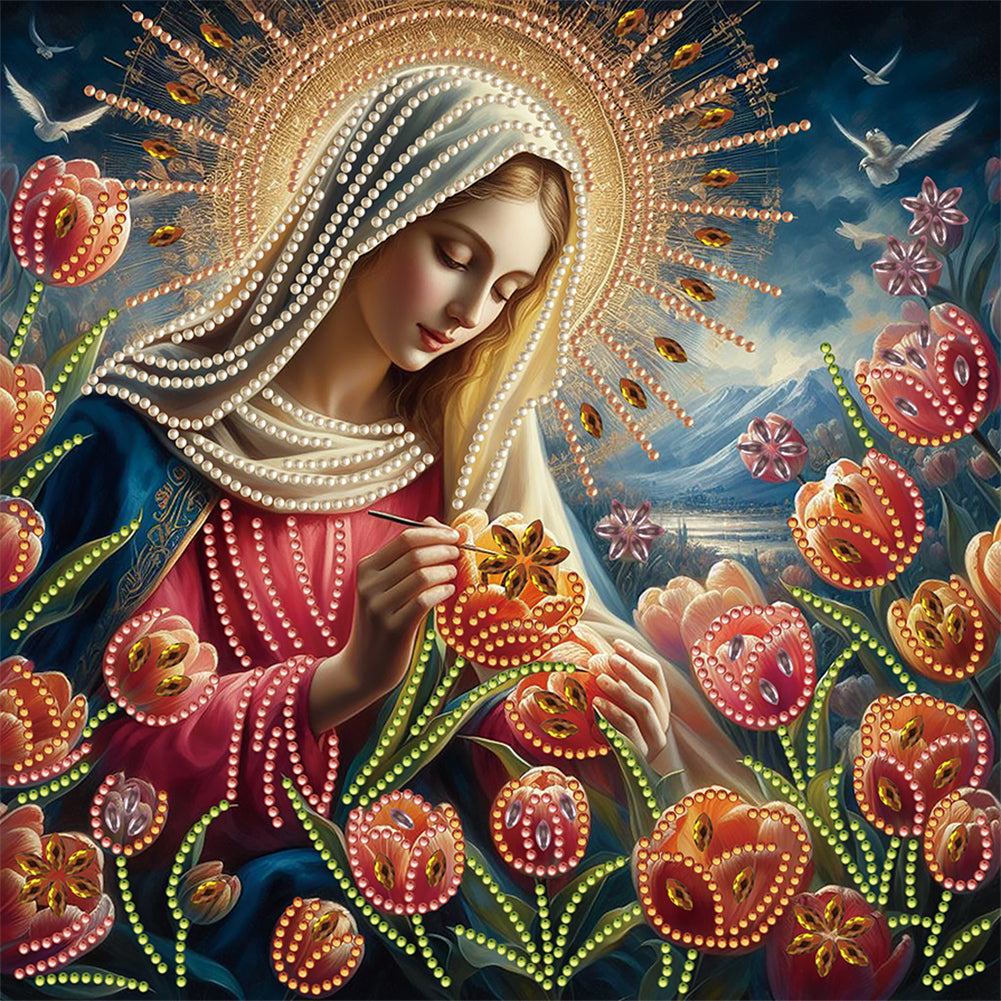 Diamond Painting - Partial Special Shaped - Our Lady (30*30CM)