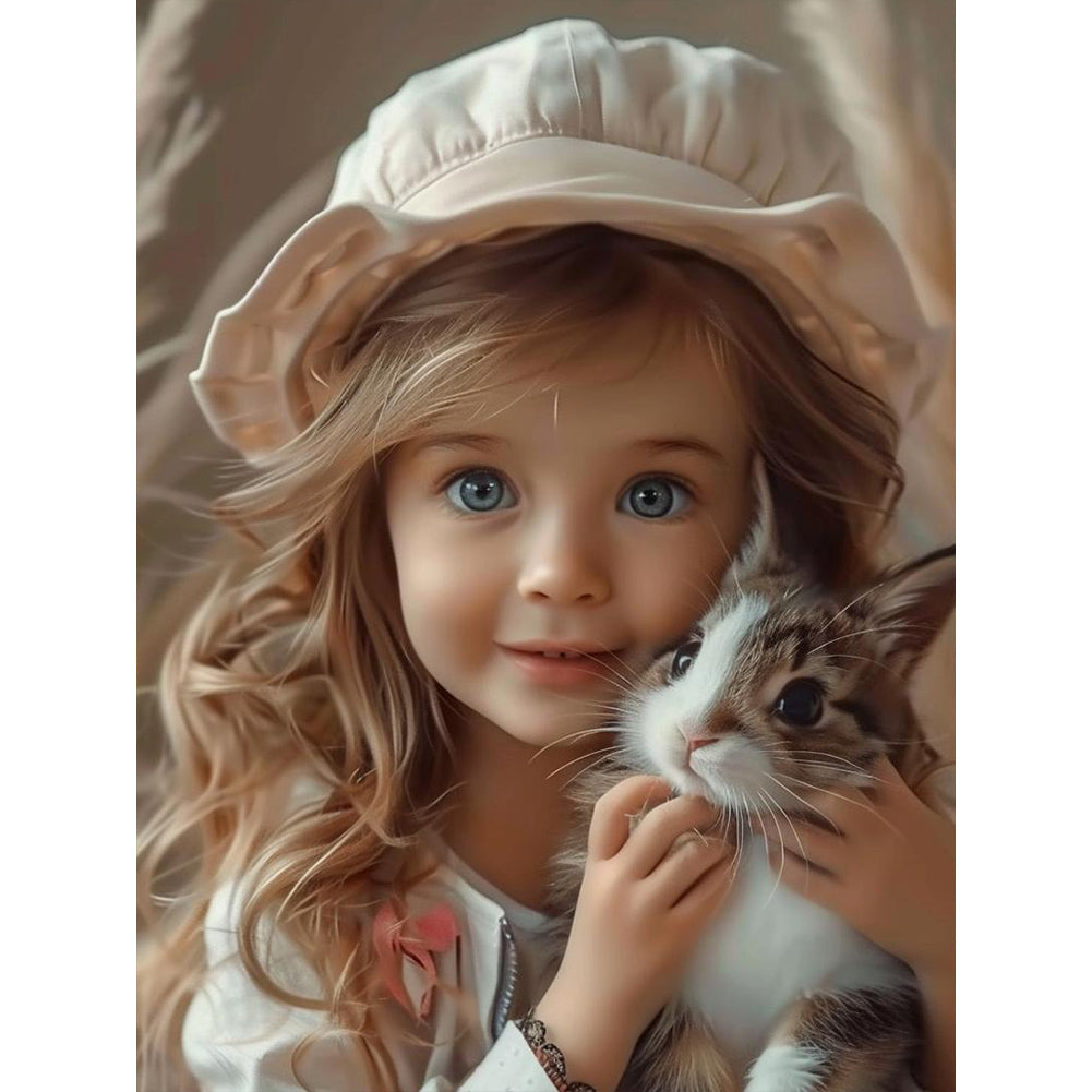 Diamond Painting - Full Round - little girl and animals (30*40CM)