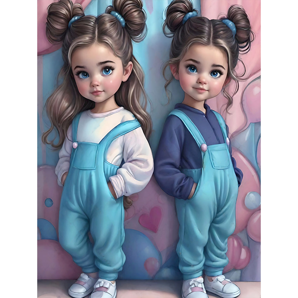 Diamond Painting - Full Round - Fashion twin girls (30*40CM)