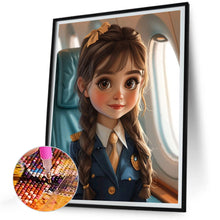 Load image into Gallery viewer, Diamond Painting - Full Round - stewardess girl (30*40CM)
