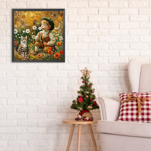 Load image into Gallery viewer, Diamond Painting - Full Round - child and kitten and dandelion (30*30CM)

