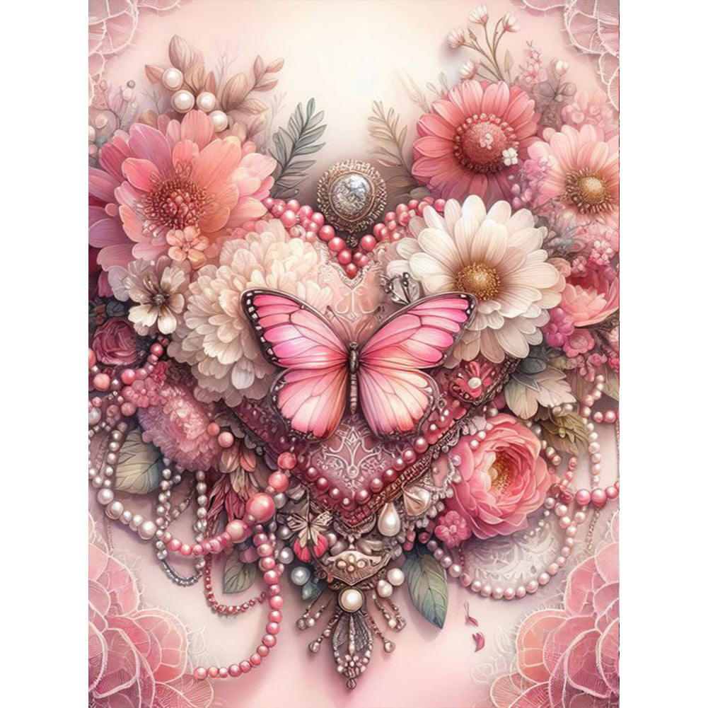 Diamond Painting - Full Round - Flowers and butterflies decoration (30*40CM)