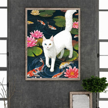 Load image into Gallery viewer, Diamond Painting - Full Square - Oil painting white cat on water (40*55CM)
