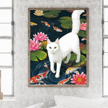 Load image into Gallery viewer, Diamond Painting - Full Square - Oil painting white cat on water (40*55CM)
