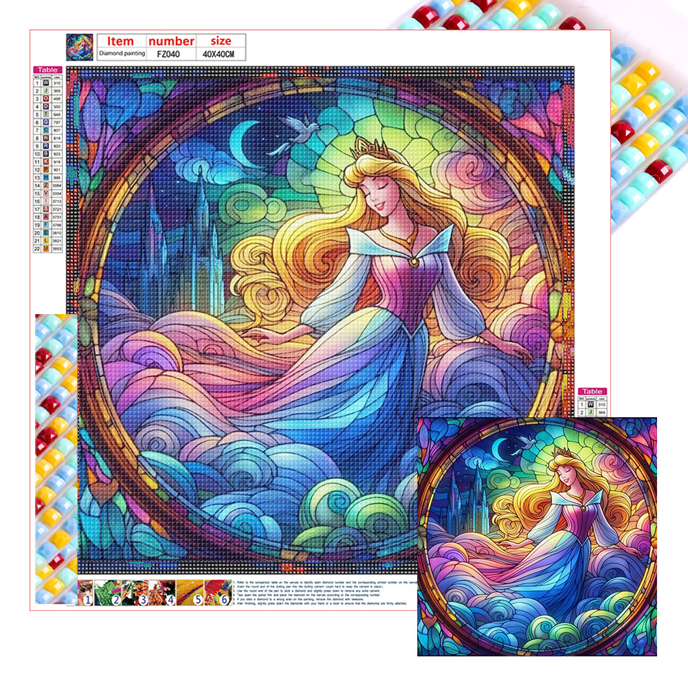 Diamond Painting - Full Square - Glass Art Grid Disney Princess-Princess Belle (40*40CM)