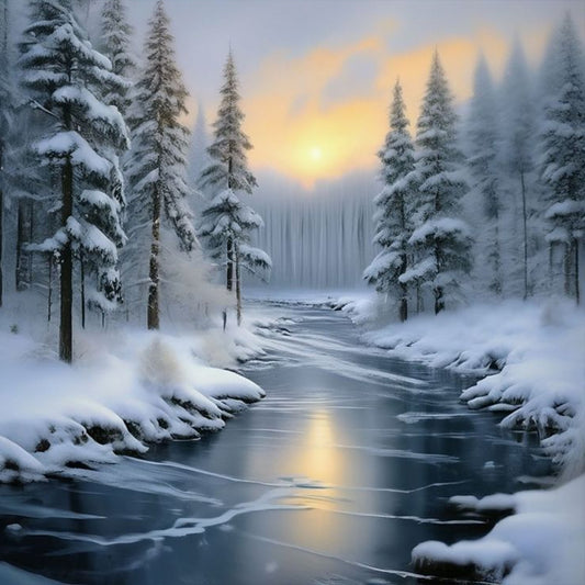 Diamond Painting - Full Round - snowy woods (30*30CM)