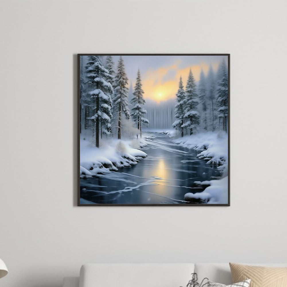 Diamond Painting - Full Round - snowy woods (30*30CM)