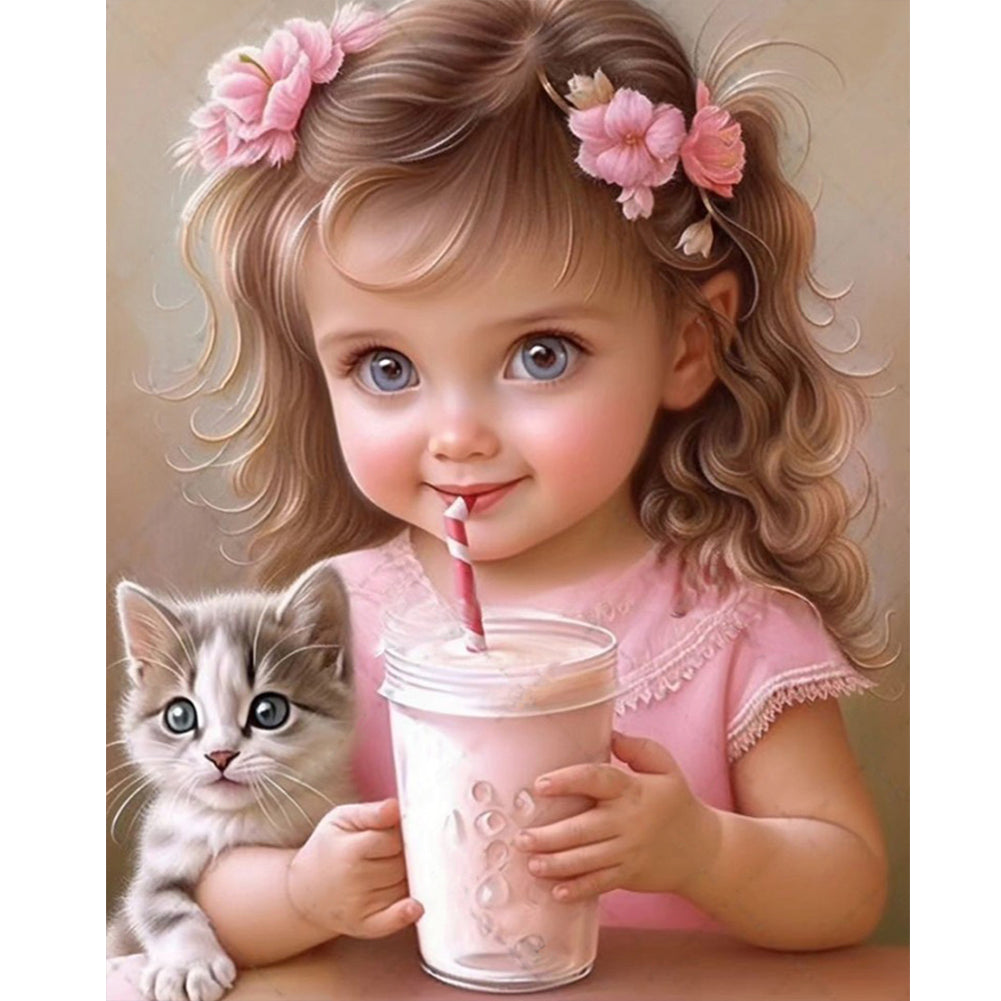 Diamond Painting - Full Round - girl drinking drink (40*50CM)