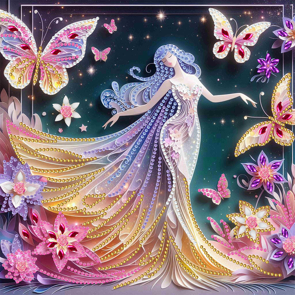 Diamond Painting - Partial Special Shaped - Butterfly beauty (30*30CM)
