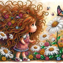 Load image into Gallery viewer, Diamond Painting - Partial Special Shaped - curly hair girl (30*30CM)
