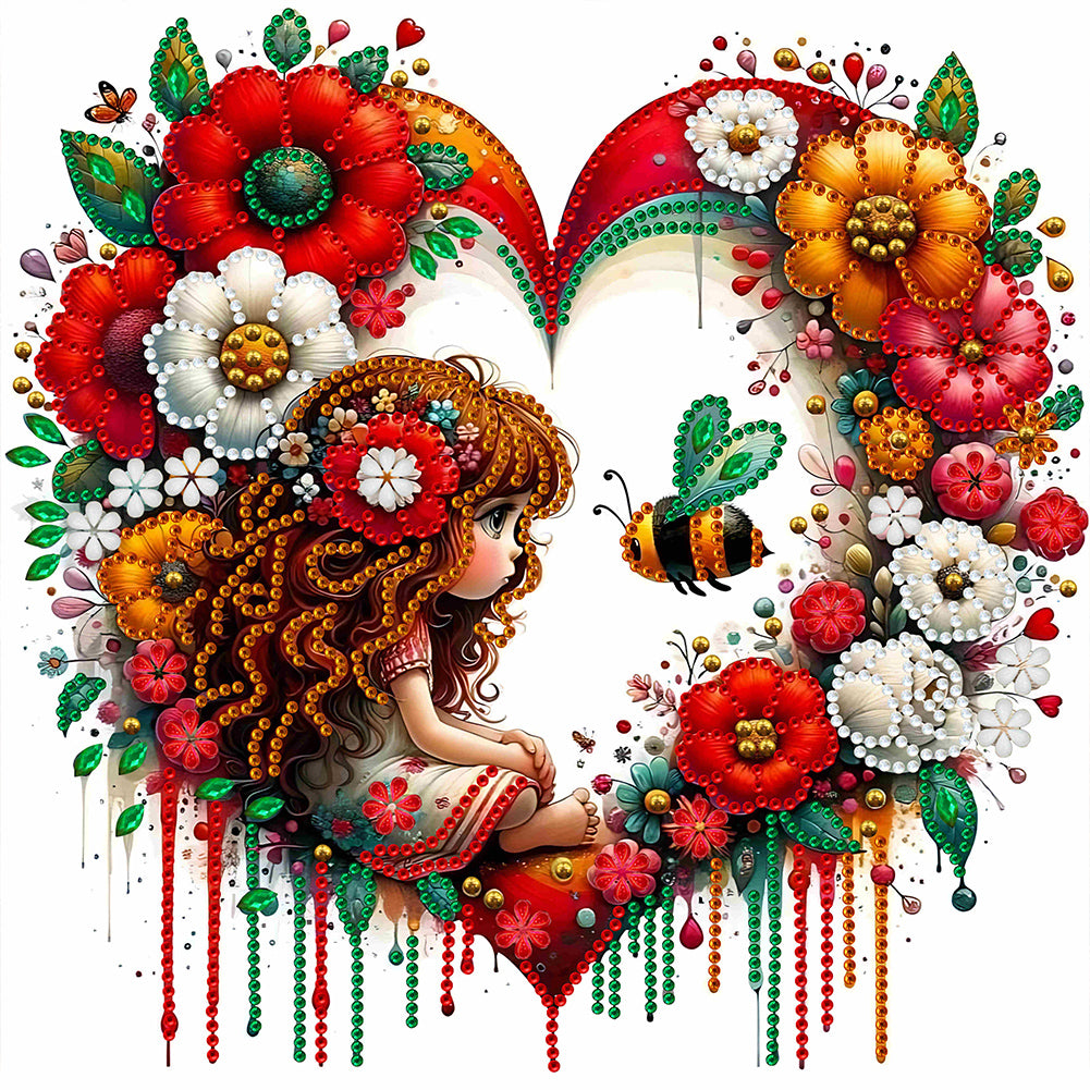 Diamond Painting - Partial Special Shaped - curly hair girl (30*30CM)