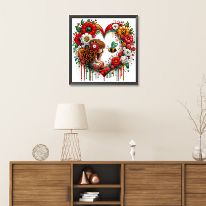 Diamond Painting - Partial Special Shaped - curly hair girl (30*30CM)