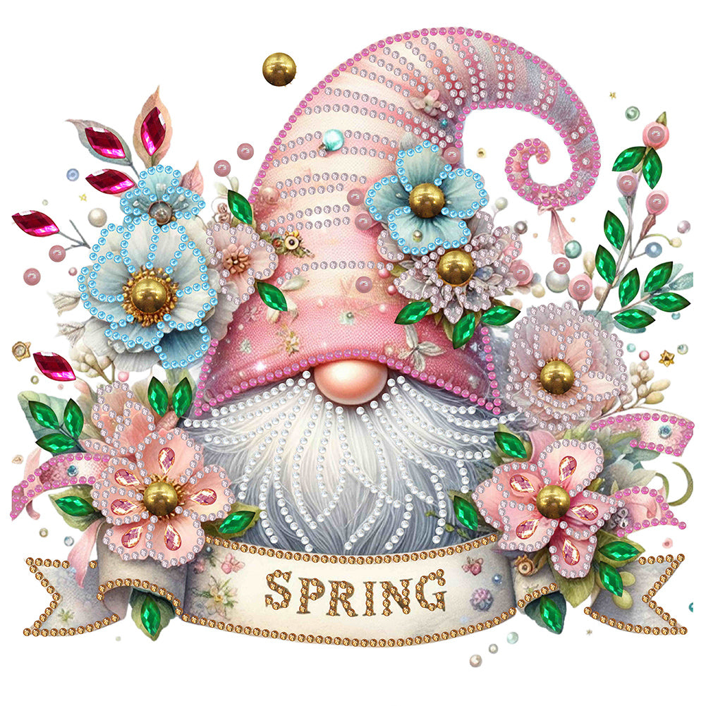 Diamond Painting - Partial Special Shaped - Spring flower gnome (30*30CM)