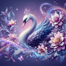 Load image into Gallery viewer, Diamond Painting - Full Round - purple atmosphere swan (30*30CM)
