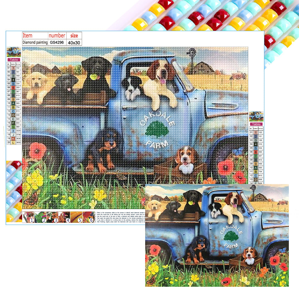 Diamond Painting - Full Square - puppy car (40*30CM)