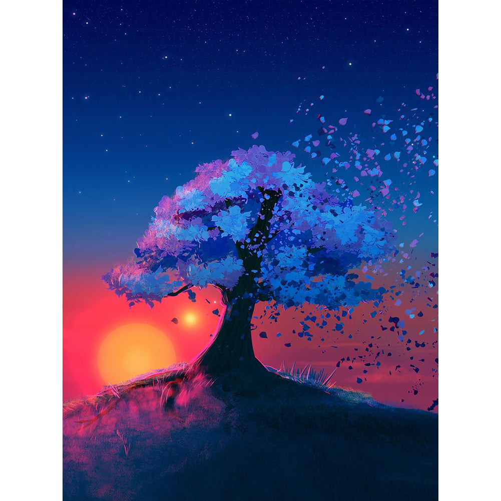 Diamond Painting - Full Round - tree under sunset (30*40CM)