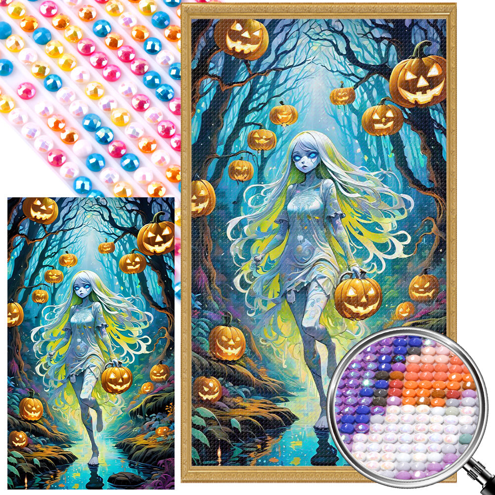 AB Diamond Painting - Full Round - Halloween forest girl (40*70CM)
