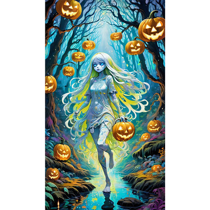 AB Diamond Painting - Full Round - Halloween forest girl (40*70CM)