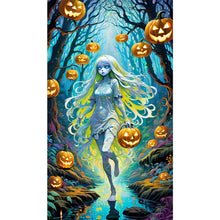 Load image into Gallery viewer, AB Diamond Painting - Full Round - Halloween forest girl (40*70CM)
