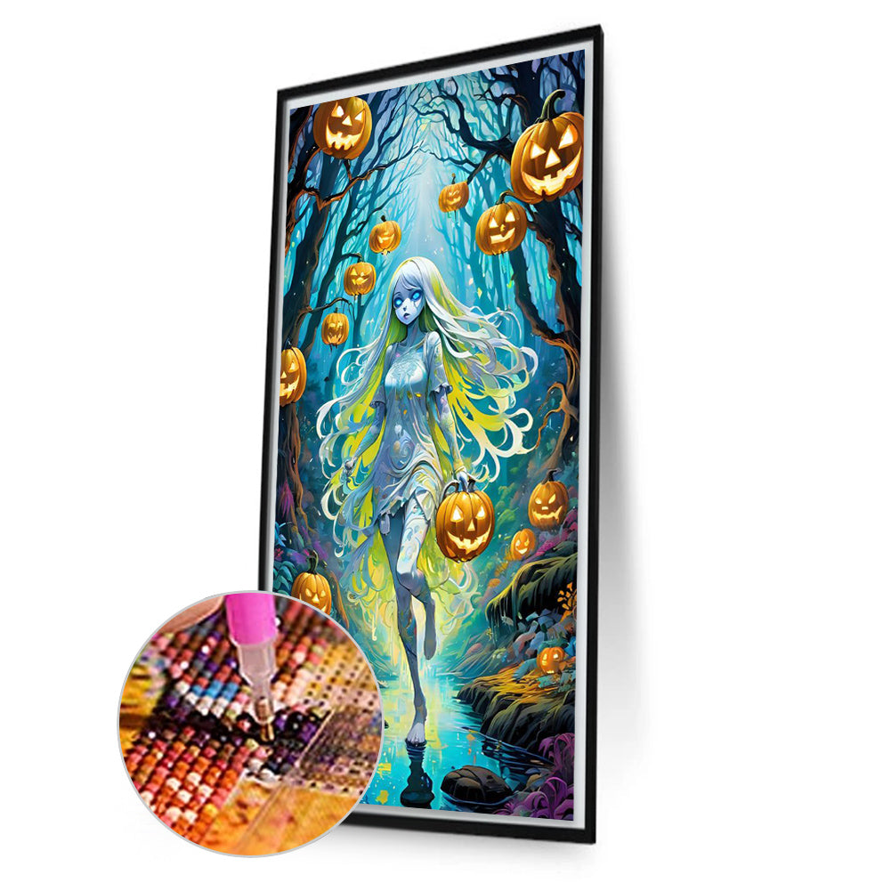 AB Diamond Painting - Full Round - Halloween forest girl (40*70CM)